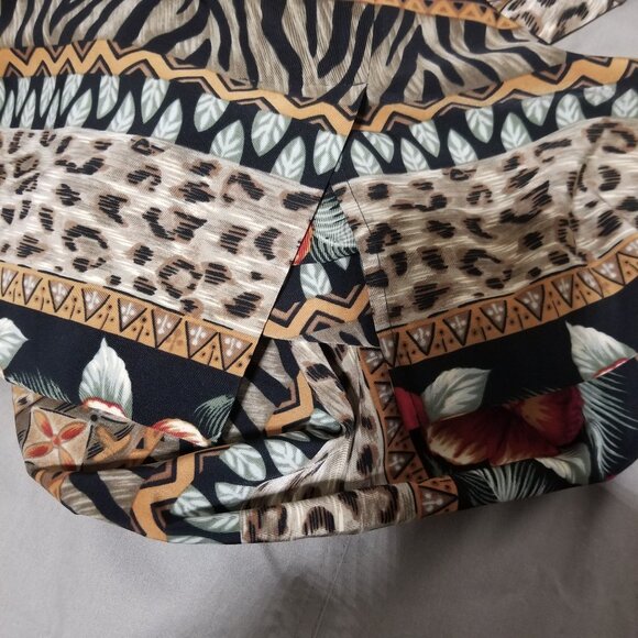 Vintage Kathie Lee Collection Size 10 Dress Tiger Floral Print Sleeveless Safari - Picture 3 of 6